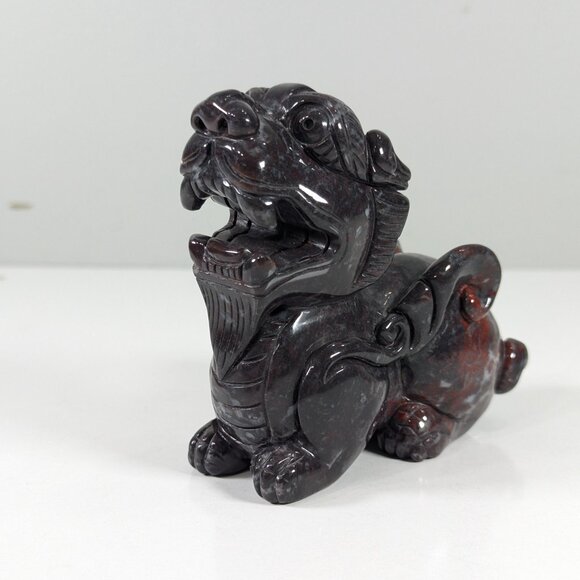 Solid stone carved Dragon Offspring Monster Pi-Xiu sculpture money + protection - Picture 4 of 10